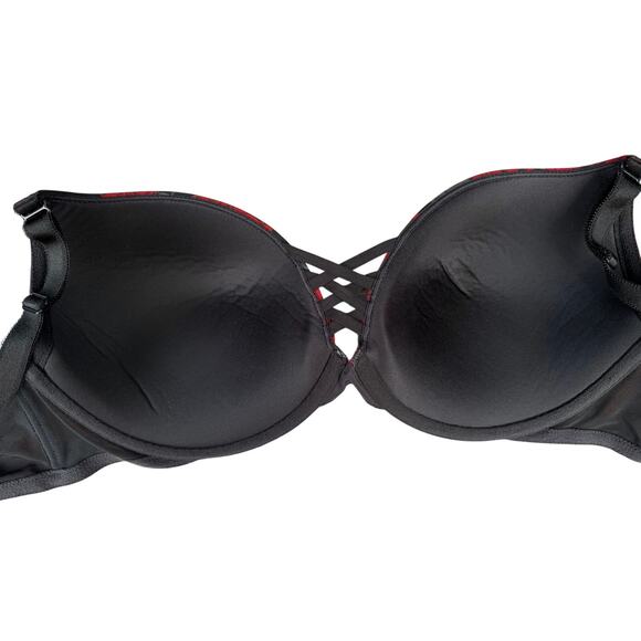 Torrid Red Bkack Rose Floral Push Up Plus Size Bra size 44C - Picture 5 of 8